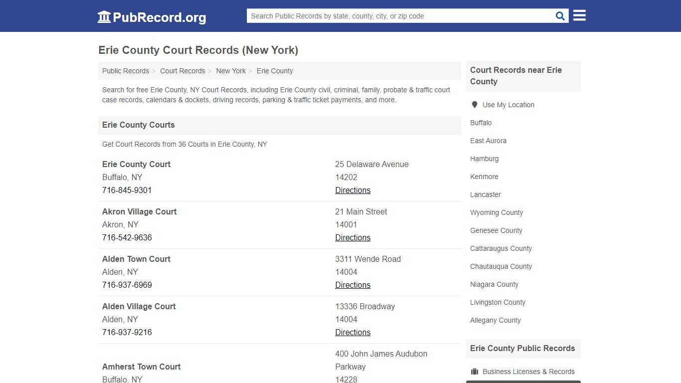 Free Erie County Court Records (New York Court Records)